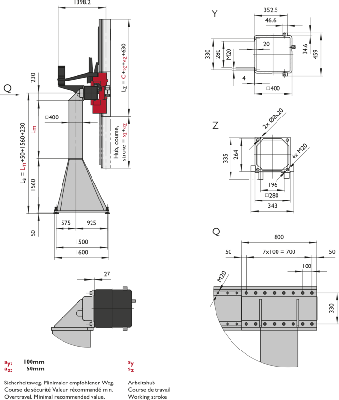ZP-7, 2-Axis Linear Modules, dimension | © Güdel Group AG