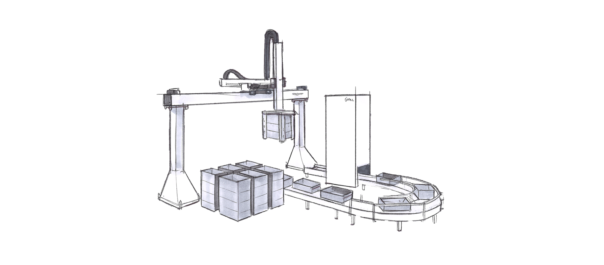 Automation solutions in logistics | © Güdel Group AG Gripping, Sorting, Picking, Palletizing, Depalletizing, Conveying, Handling, Cleaning | © Güdel Group AG