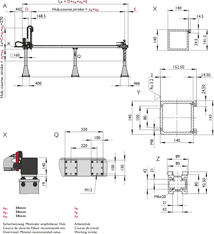 FP-2, 3-Axis Linear Modules, dimension | © Güdel Group AG