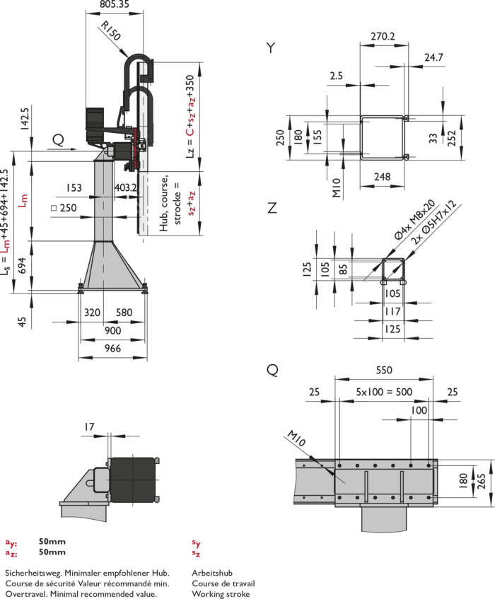 ZP-4, 2-Axis Linear Modules, dimension | © Güdel Group AG