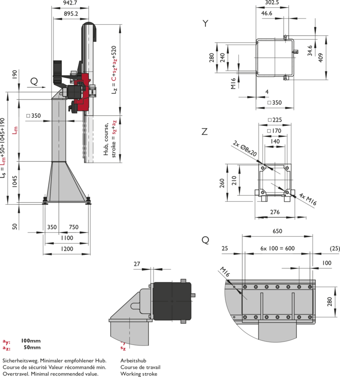 ZP-6, 2-Axis Linear Modules, dimension | © Güdel Group AG